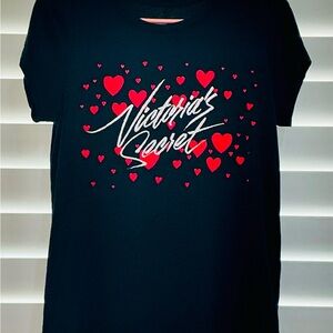 Victoria's Secret Valentine’s Day Heart Graphic Black Tee